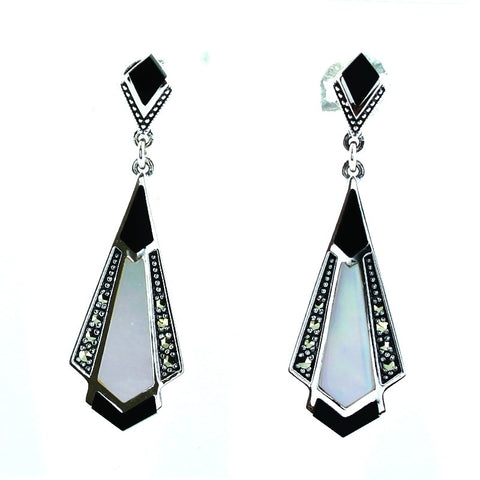 boucles d'oreilles style art deco nacre