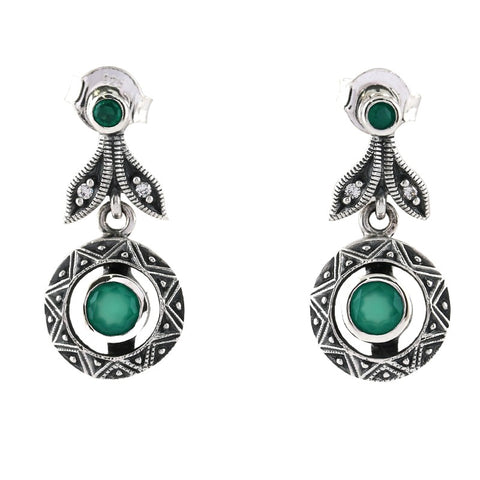 boucles art deco en agate verte