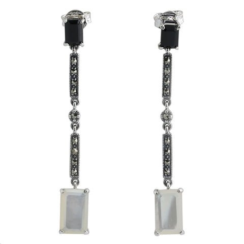 boucles art deco nacre et onyx la metrop