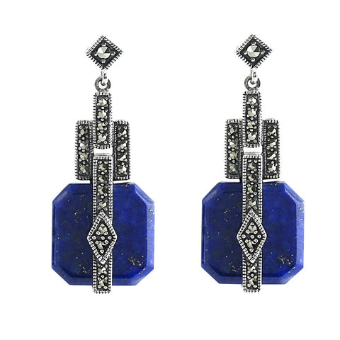 boucle d'oreilles art deco bleu