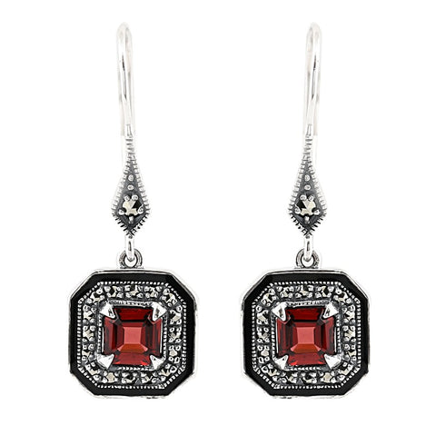 boucles oreille art deco grenat la métrop
