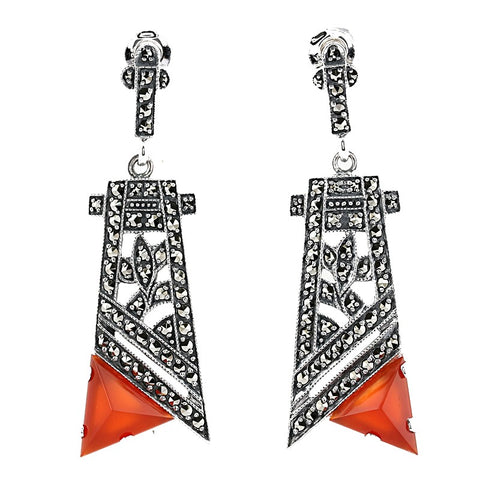 boucles oreille art deco cornaline la metrop