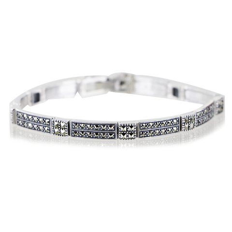 bracelet art-deco en argent et marcassites de la marque La Métrop