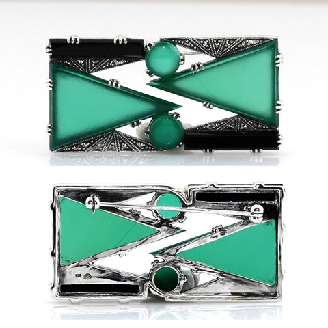 broche en argent et agate verte de la marque La Metrop