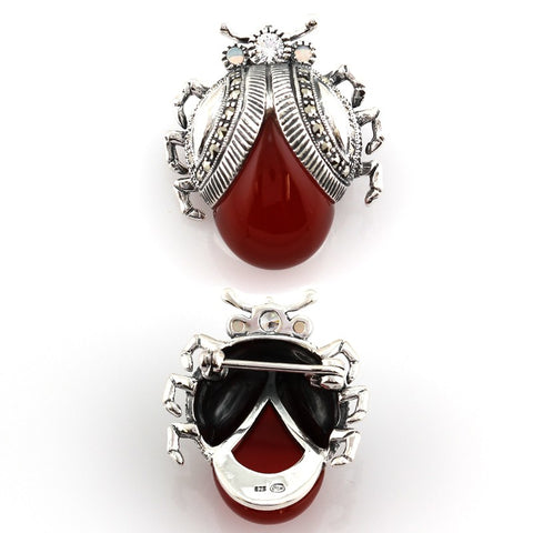 broche argent cornaline insecte la metrop