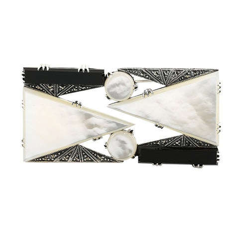 broche art deco en argent et nacre de la Métrop