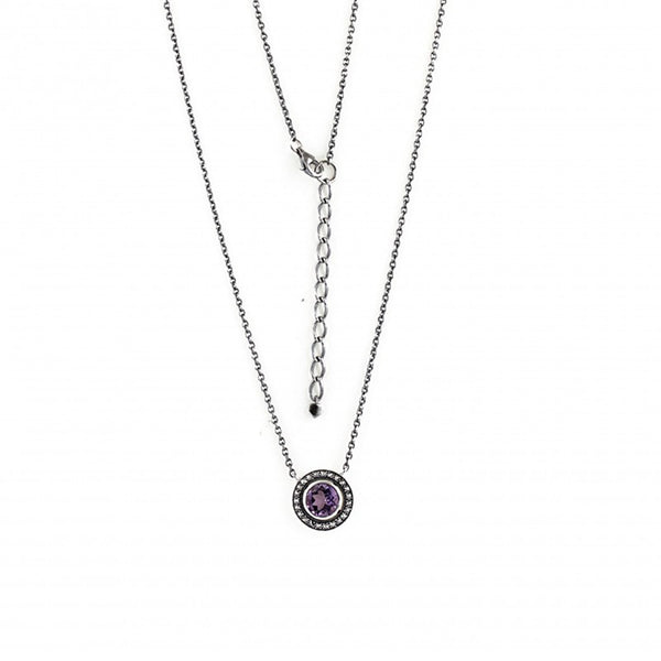 Collier Pendentif Ancien Années 30 Art Déco En Améthyste - Occasion, Avec Micro-éclat