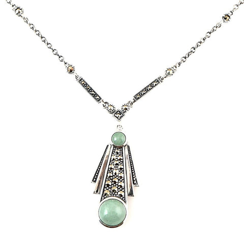 COLLIER EN JADE ET ARGENT
