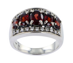 Bague Argent 925 Grenat Art Déco Vintage - Taille 56 - Neuf Avec étiquettes