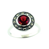 bague en argent et grenat art deco art nouveau