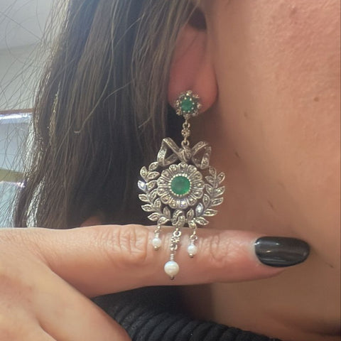 Boucles d'oreille Lisa Agate Verte