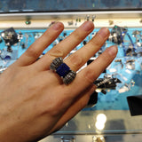 grosse bague art deco bleu