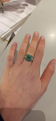 Bonlavie 6.85ct Bague Homme émeraude Anneau en Argent 925/1000 pour Fiançailles Alliance Mariage Bonlavie 6.85ct Bague Homme émeraude Anneau en Argent 925/1000 pour Fiançailles Alliance Mariage