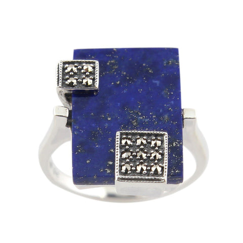 bague lapis bleu argent ancien