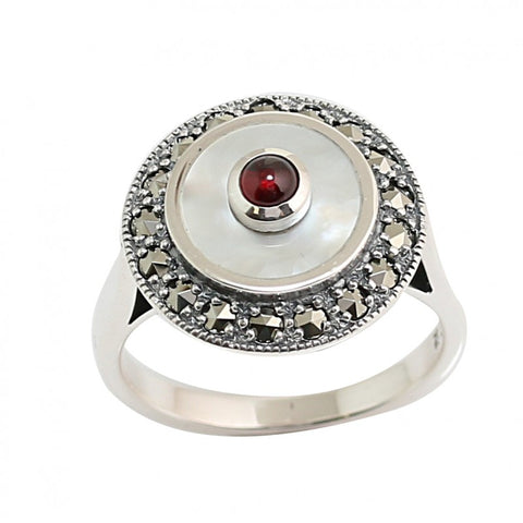 bague art deco ronde nacre