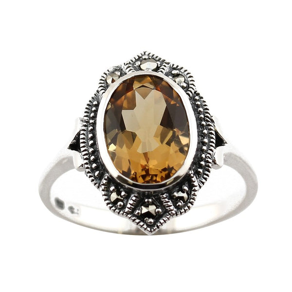 Bague de fiançailles en citrine art déco pour femme vintage