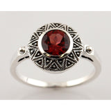 bague art deco argent grenat style ancien