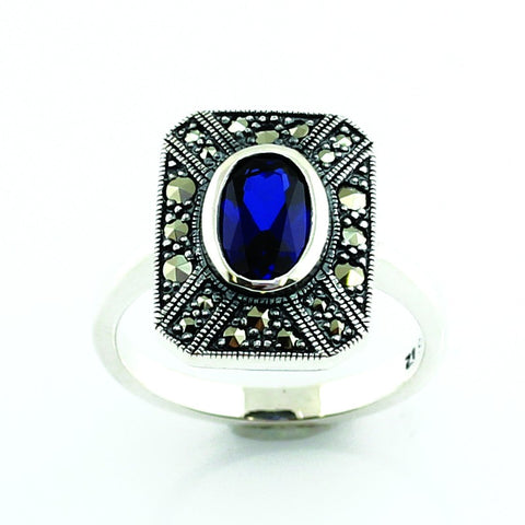 bague art deco bleu foncé