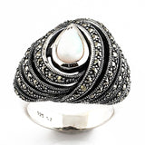 bague en opale et argent style art deco