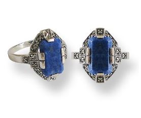 bague art deco bleu foncé