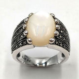 bague argent art deco nacre