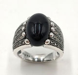 bague argent art deco en onyx