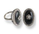 bague art deco en onyx et perle de cuture