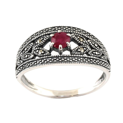 bague art deco rubis argent