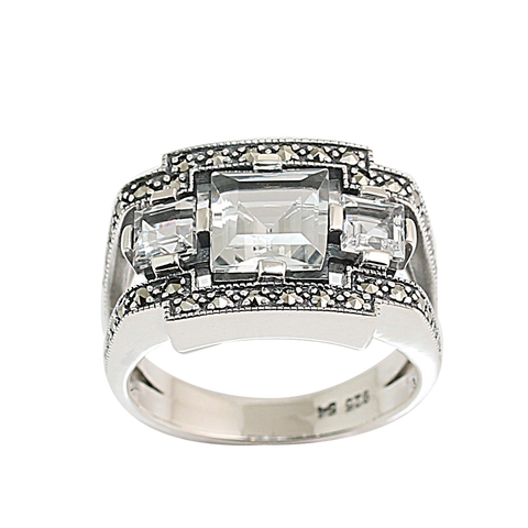 bague art deco en topaze et argent