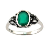 bague art deco en argent et chrysoprase