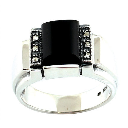 bague onyx art deco pierre noir