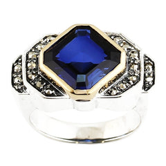 Bague - BIJOUXIA - Marquise Saphir - Plaqué Or 18 Carats - Tailles 50 à