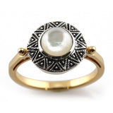 bague doré nacre style art deco