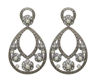 boucles argent art deco en perles