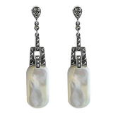 boucles d'oreille en nacre et argent art deco