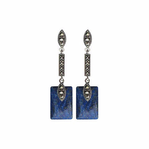 boucles art-deco style ancien lapis lazuli argent
