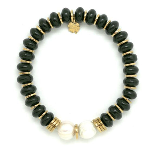 bracelet onyx et perles 