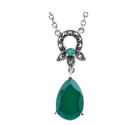 collier style art deco en agate verte