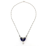 art deco silver neckless with stones